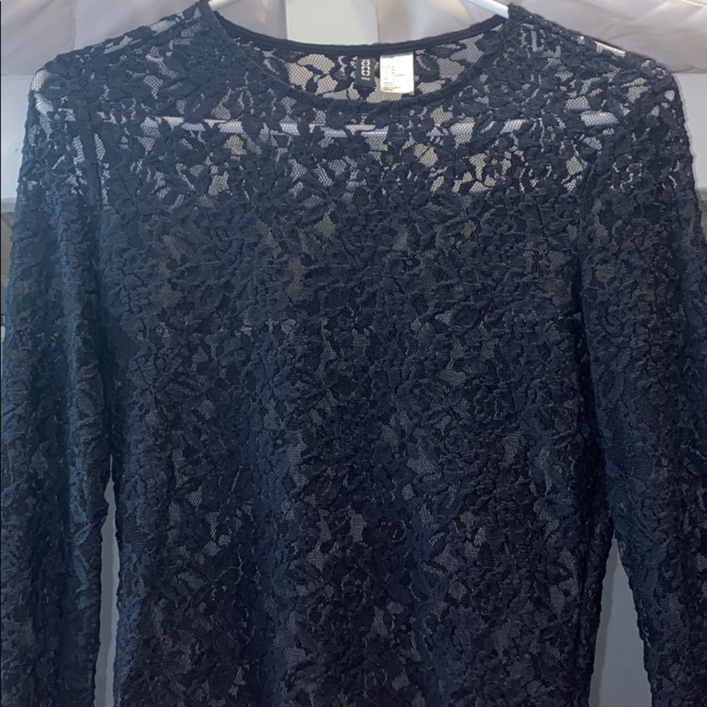 Black long sleeve see through top